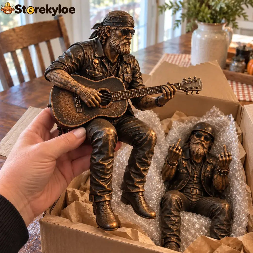 Old Biker Soul Shelf Sitter Collection – Rustic Motorcycle Rider Figurines For Men