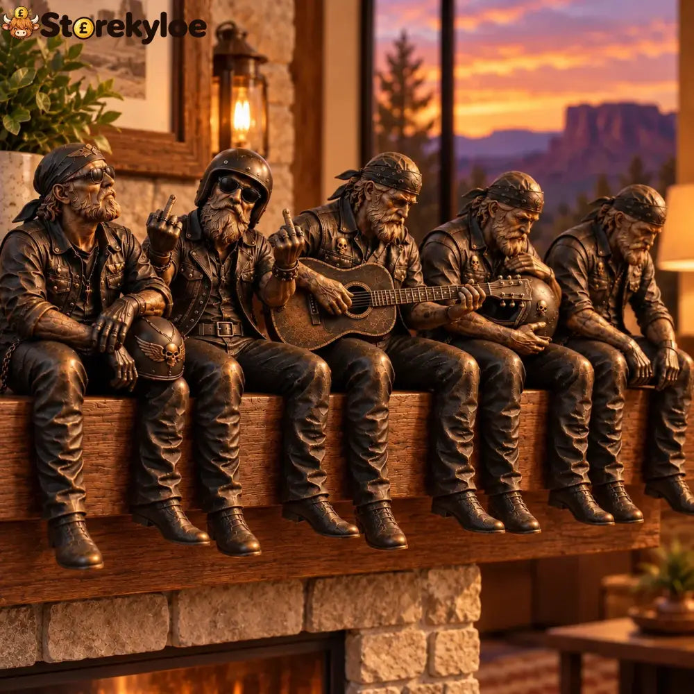 Old Biker Soul Shelf Sitter Collection – Rustic Motorcycle Rider Figurines For Men