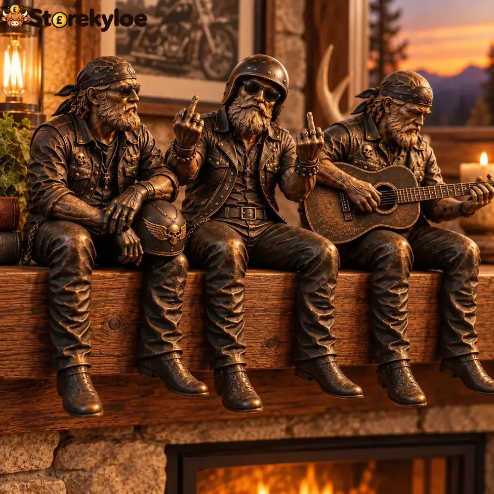 Old Biker Soul Shelf Sitter Collection – Rustic Motorcycle Rider Figurines For Men