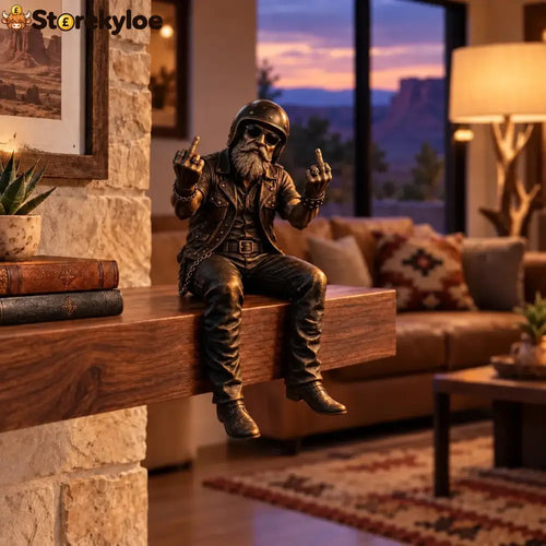 Old Biker Soul Shelf Sitter Collection – Rustic Motorcycle Rider Figurines For Men - Middle Finger