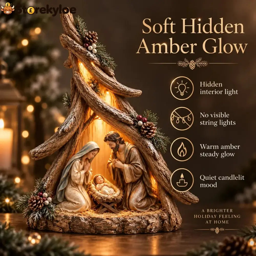 Old-World Lighted Nativity Trees