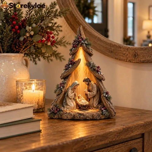 Old-World Lighted Nativity Trees - Bethlehem Tree