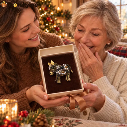 ⏳ LIMITED‑TIME FREE SHIPPING OVER £20 🐴✨ornate Beaded Donkey Pearl & Crystal Vintage Brooch 🐴✨