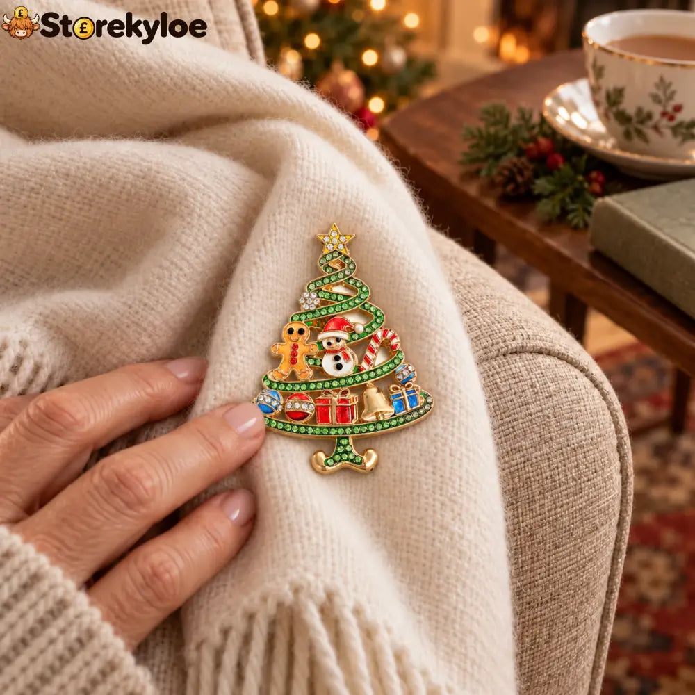 ⏳ LIMITED‑TIME FREE SHIPPING OVER £20 🎄⭐ornate Multi‑charm Christmas Tree Crystal Vintage Brooch 🎄⭐