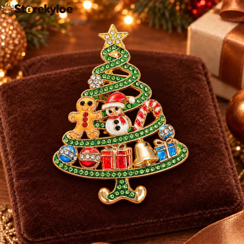 ⏳ LIMITED‑TIME FREE SHIPPING OVER £20 🎄⭐ornate Multi‑charm Christmas Tree Crystal Vintage Brooch 🎄⭐