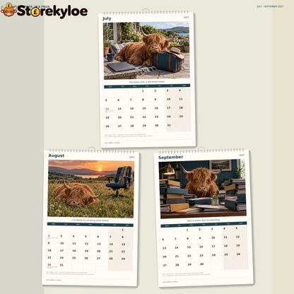 🔥Out of Office. In a Field. 2027 A4 Wall Calendar - Funny Highland Cows