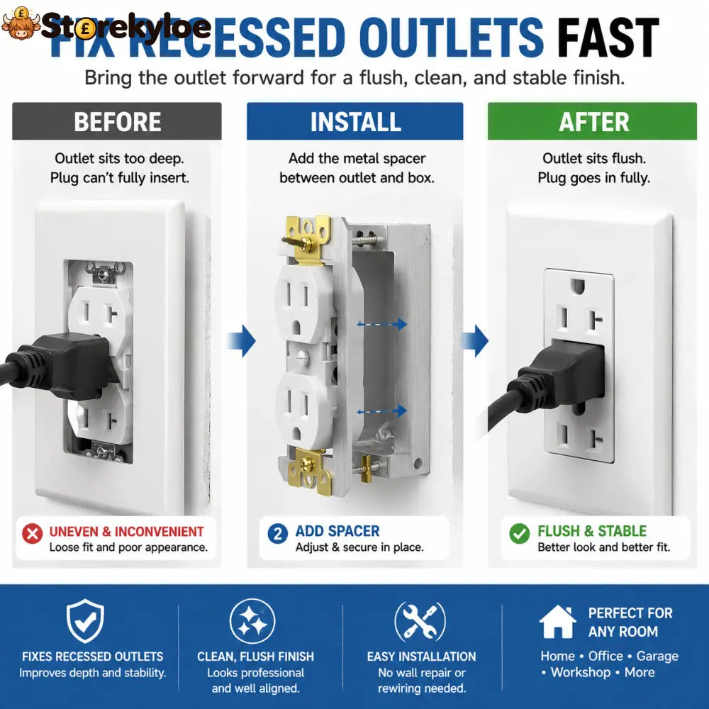 🛠 Outlet Repair Spacers – Easy Fix for Loose Crooked & Recessed Outlets