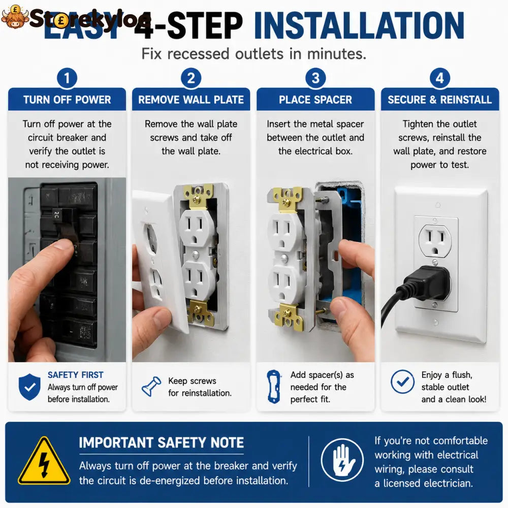 🛠 Outlet Repair Spacers – Easy Fix for Loose Crooked & Recessed Outlets