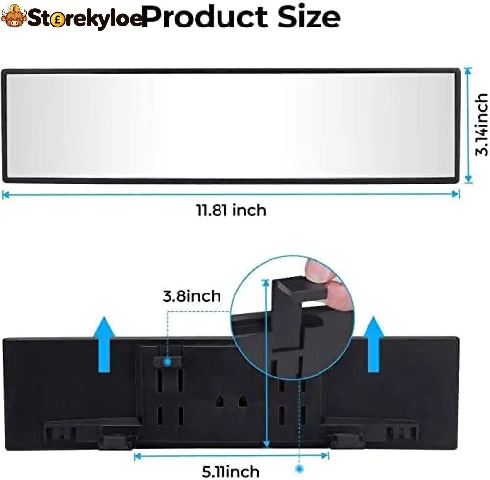 Panoramic Rear View Mirror 12 Inch Wide Angle Clip On Mirror