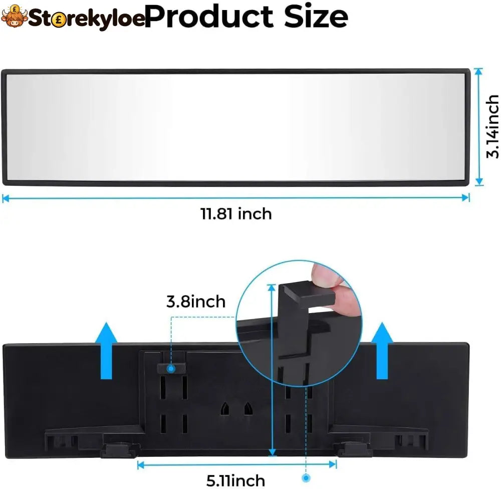 Panoramic Rear View Mirror 12 Inch Wide Angle Clip On Mirror