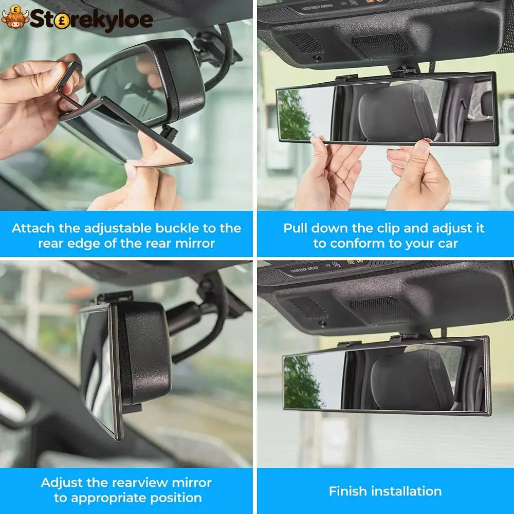 Panoramic Rear View Mirror 12 Inch Wide Angle Clip On Mirror