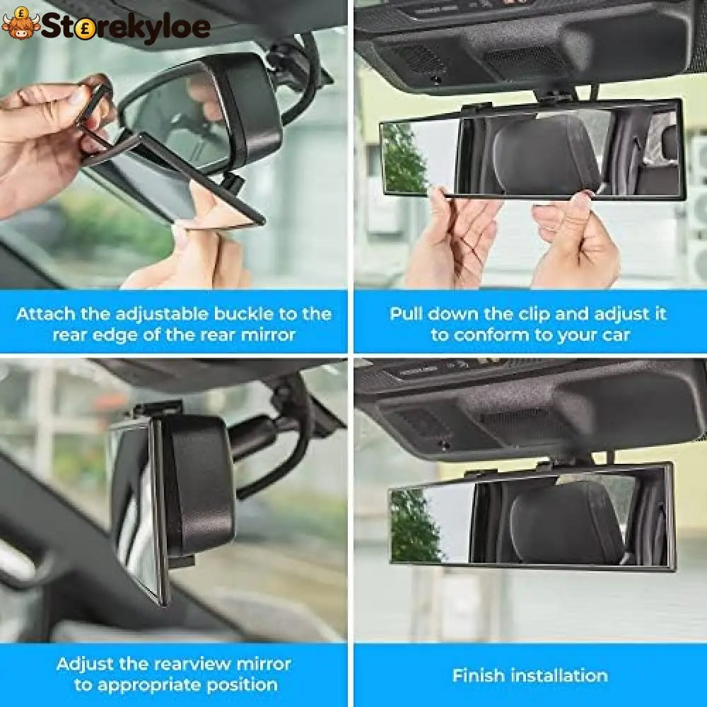 Panoramic Rear View Mirror 12 Inch Wide Angle Clip On Mirror