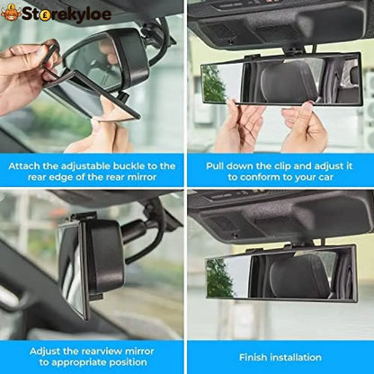 Panoramic Rear View Mirror 12 Inch Wide Angle Clip On Mirror