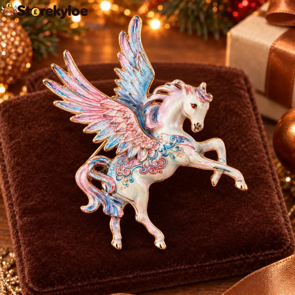 ⏳ LIMITED‑TIME FREE SHIPPING OVER £20 🦄💫pastel Winged Pegasus Enamel Vintage Brooch 🦄💫