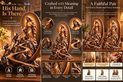 ✝️ Path of Faith – Jesus & Virgin Mary Mountain Sculpture | Inspirational Christian Home Decor & Meaningful Gift ✨