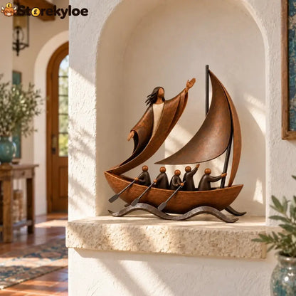 Peace in the Storm Faith Sailboat Sculpture