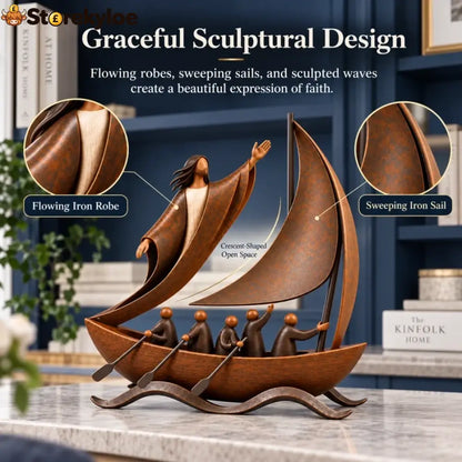 Peace in the Storm Faith Sailboat Sculpture