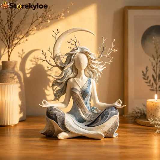 🧘 Peaceful Meditation Sculpture | Serene Home Decor Ornament - ❤️ Winter Moon Goddess - Houseware & Kitchen