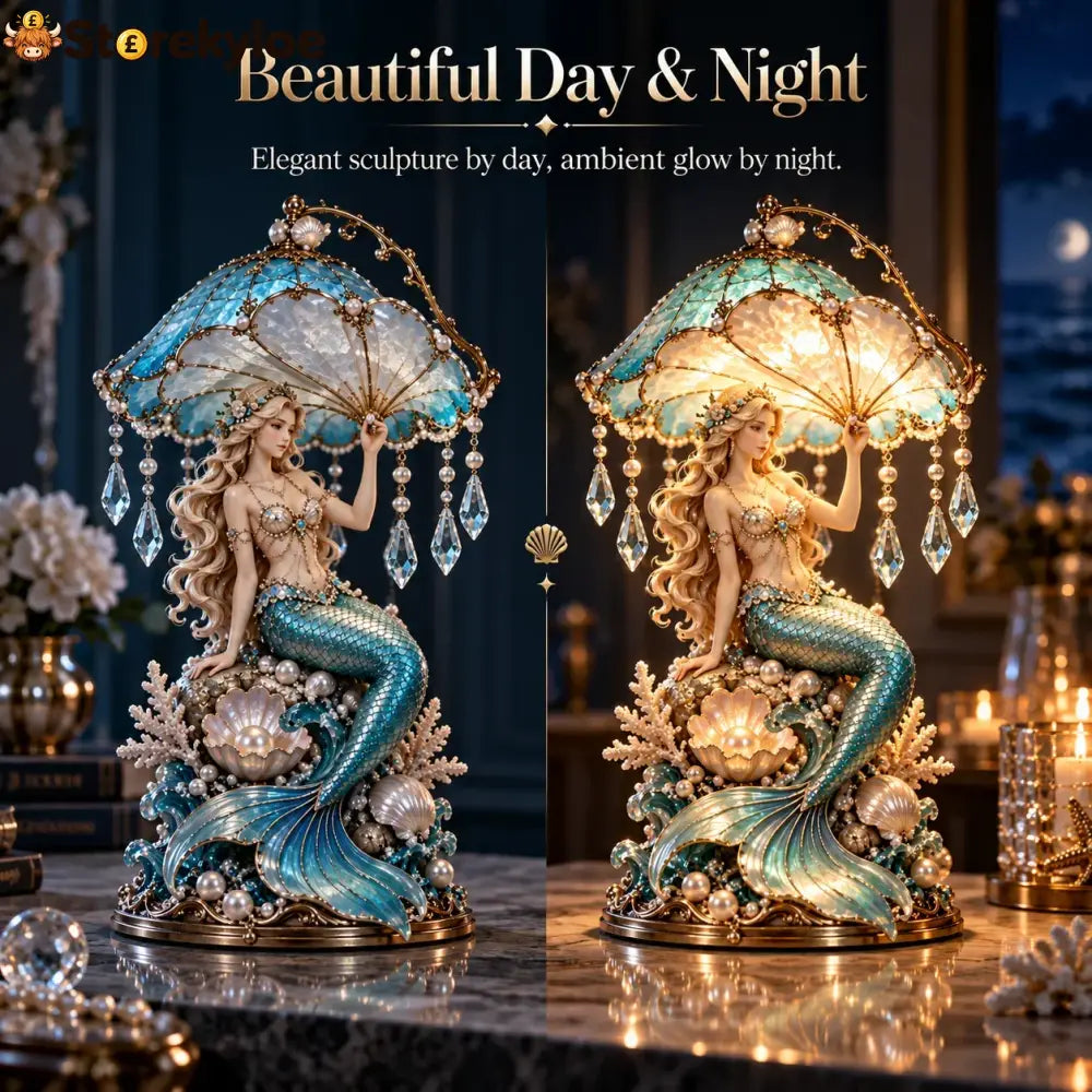 Pearl Tide Mermaid™ – Enchanted Seashell Crystal Lamp