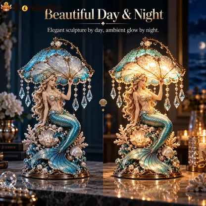 Pearl Tide Mermaid™ – Enchanted Seashell Crystal Lamp