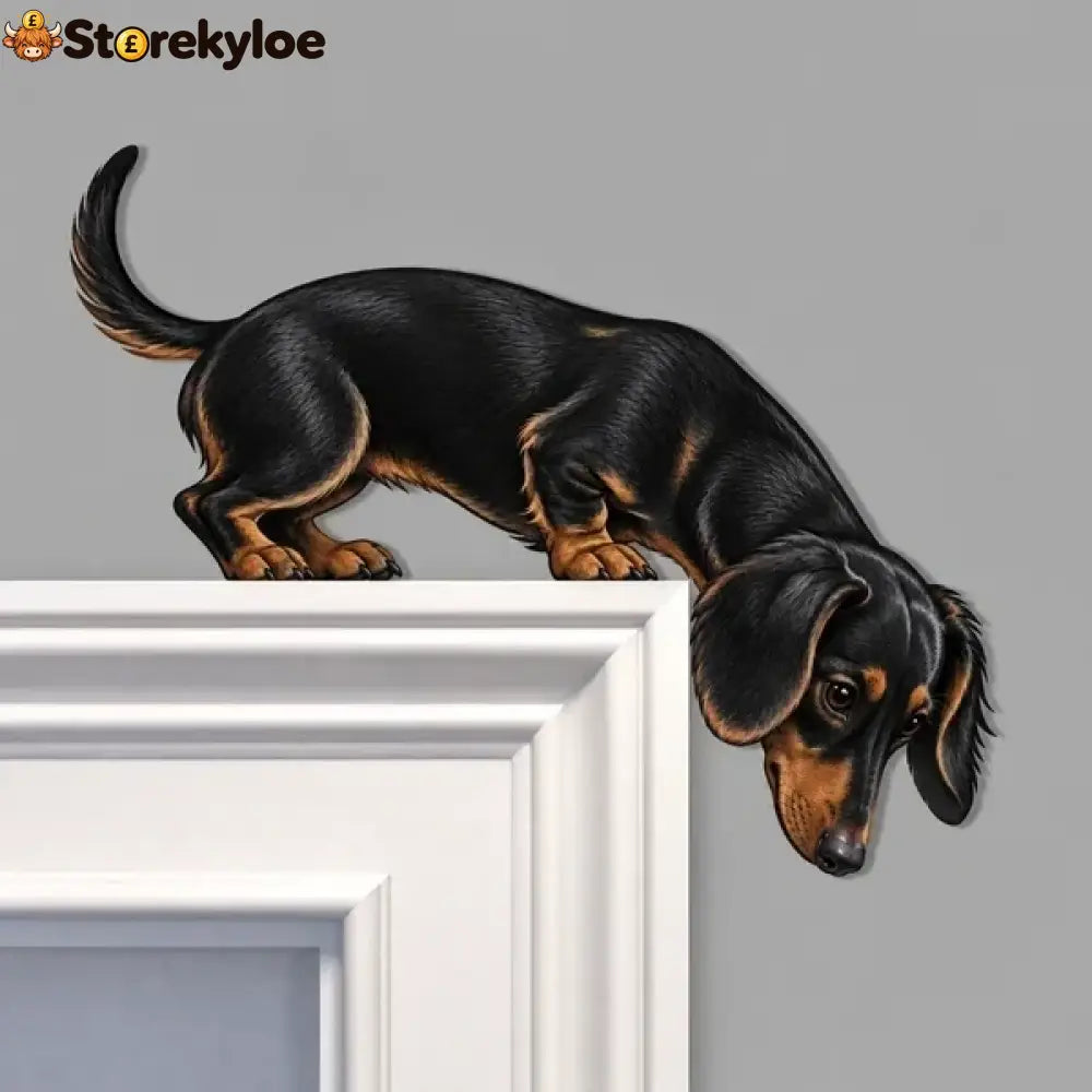 🐶 Peeking Pup Doorway Topper – Playful Dog Accent for Pet-Loving Homes👀 - Dachshund / Left