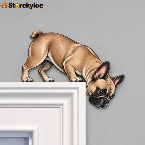 🐶👀 Peeking Pup Doorway Topper – Playful Dog Accent for Pet-Loving Homes - French Bulldog / Left
