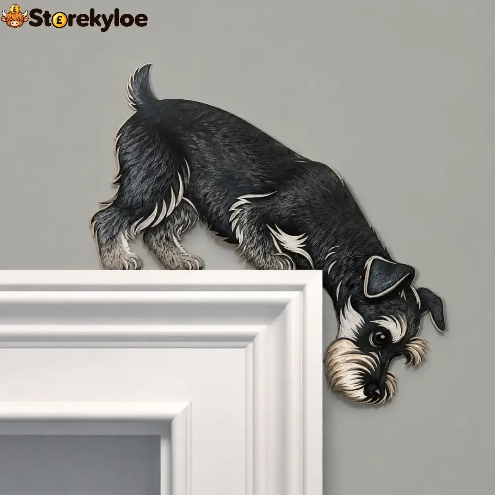 🐶 Peeking Pup Doorway Topper – Playful Dog Accent for Pet-Loving Homes👀 - Schnauzer / Left