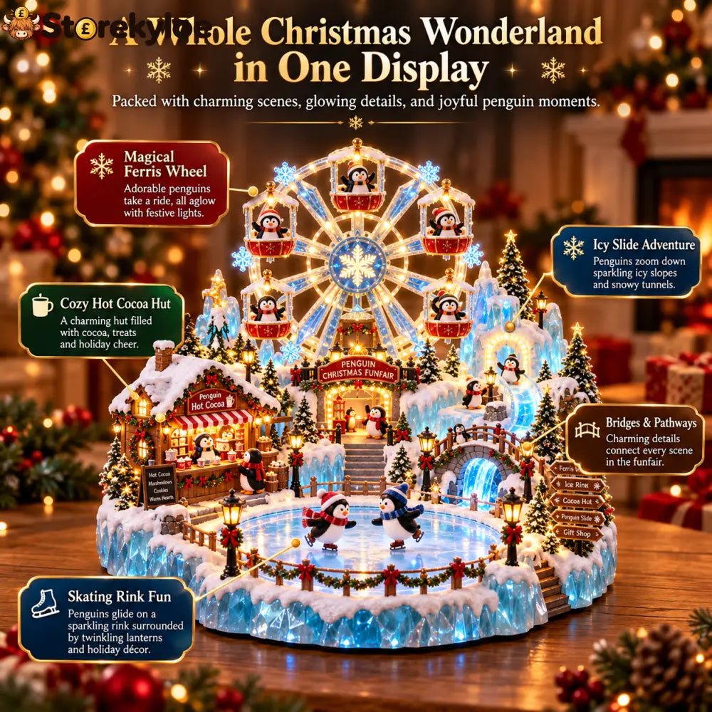 🎡 Penguin Christmas Funfair | Lighted Animated Christmas Village - 🎡 Penguin Christmas Funfair