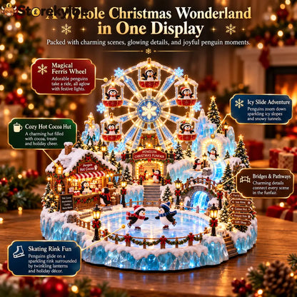 🎡 Penguin Christmas Funfair | Lighted Animated Christmas Village - 🎡 Penguin Christmas Funfair