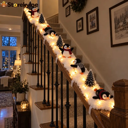 Penguin Christmas Stair Snow Decor