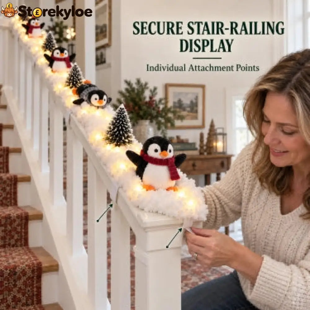 Penguin Christmas Stair Snow Decor