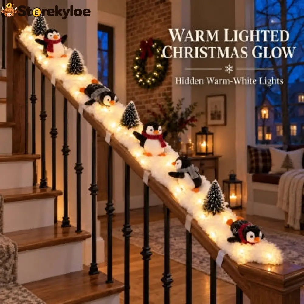 Penguin Christmas Stair Snow Decor