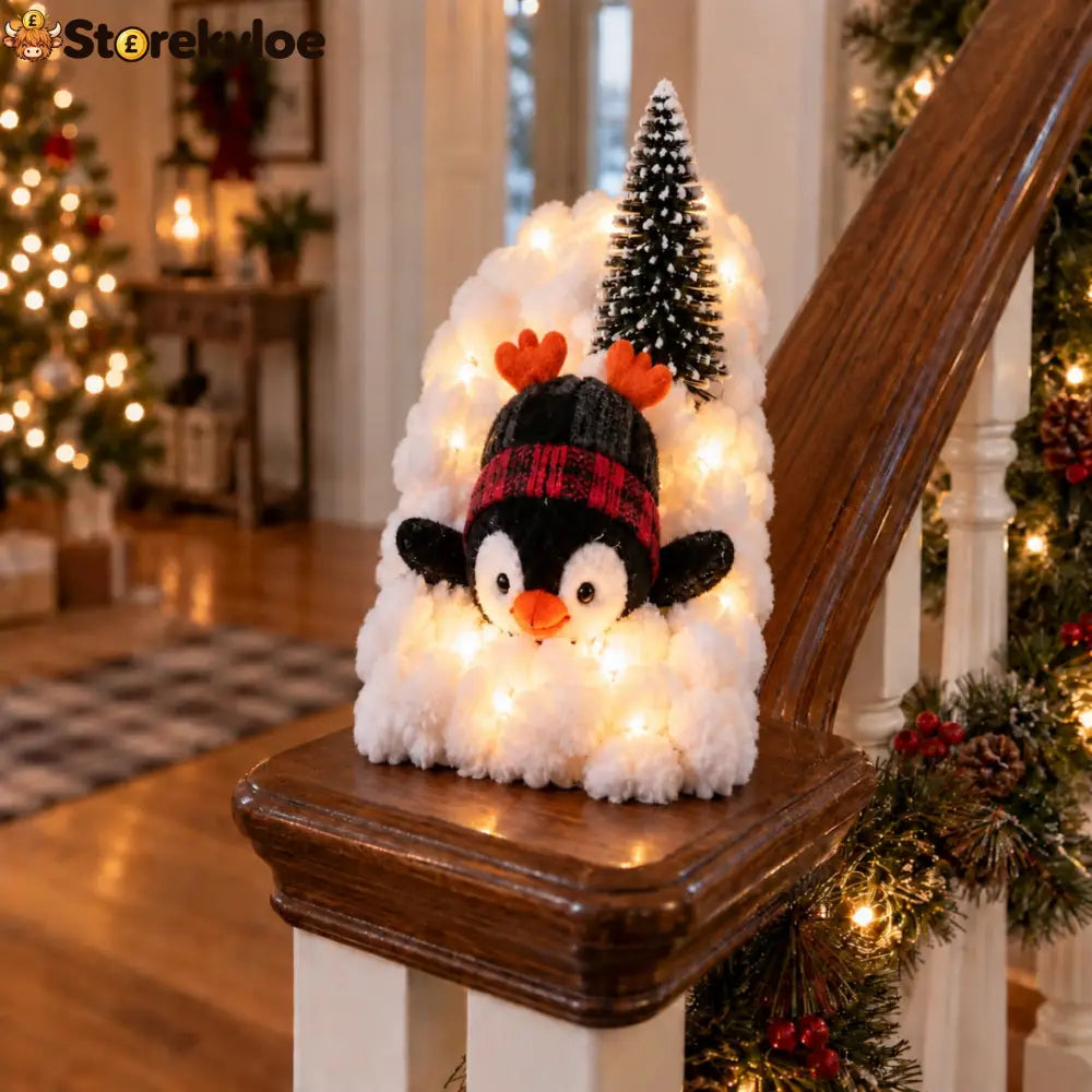 Penguin Christmas Stair Snow Decor - Belly-Slide Penguin