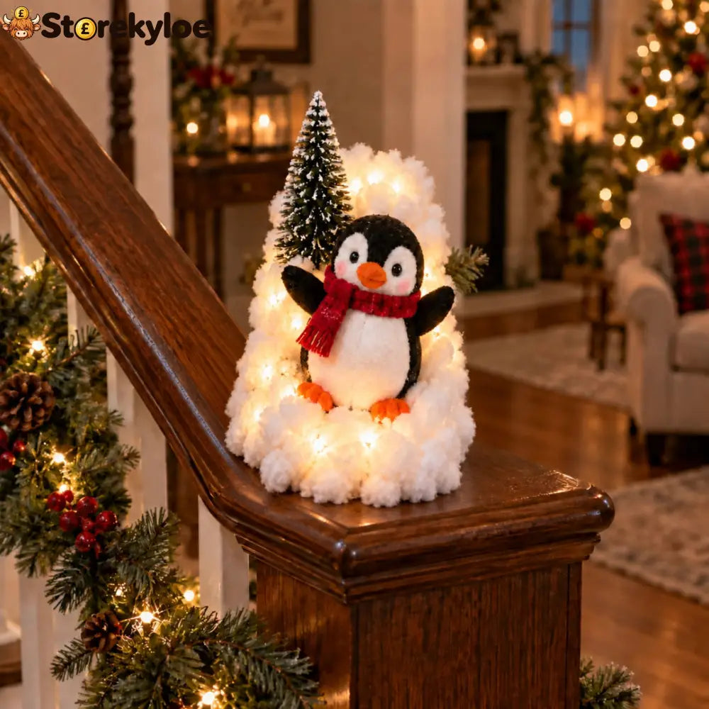 Penguin Christmas Stair Snow Decor - Classic Penguin