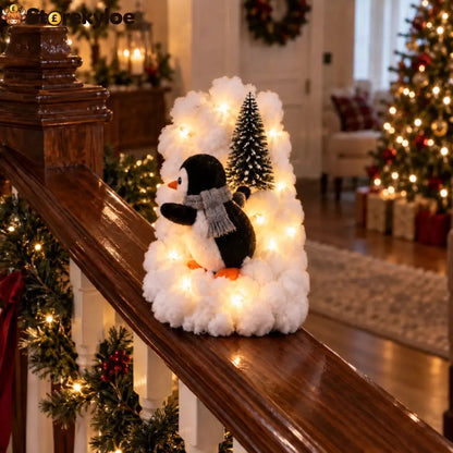 Penguin Christmas Stair Snow Decor - Climbing Penguin