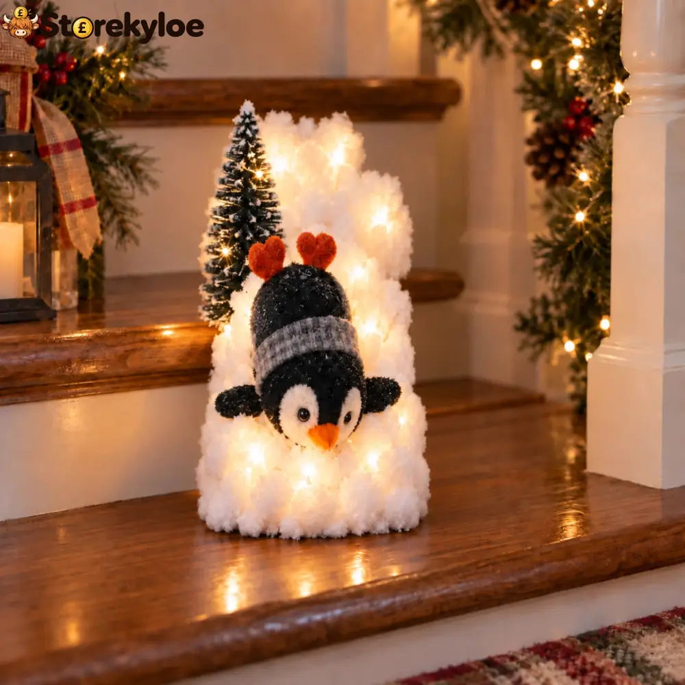 Penguin Christmas Stair Snow Decor - Sliding Penguin