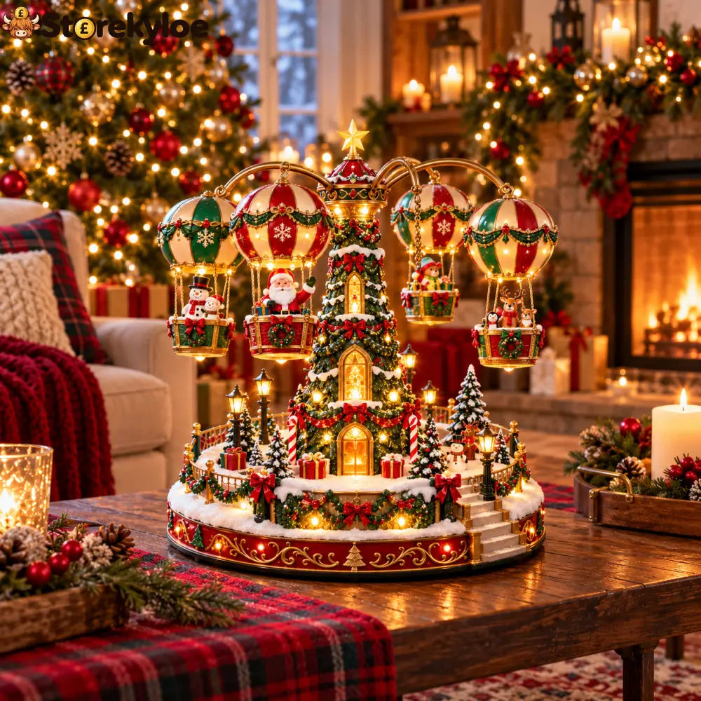 🎁 Perfect Christmas Gift! 🎅 Light-up Christmas Hot Air Balloon Carousel Decoration 🎈