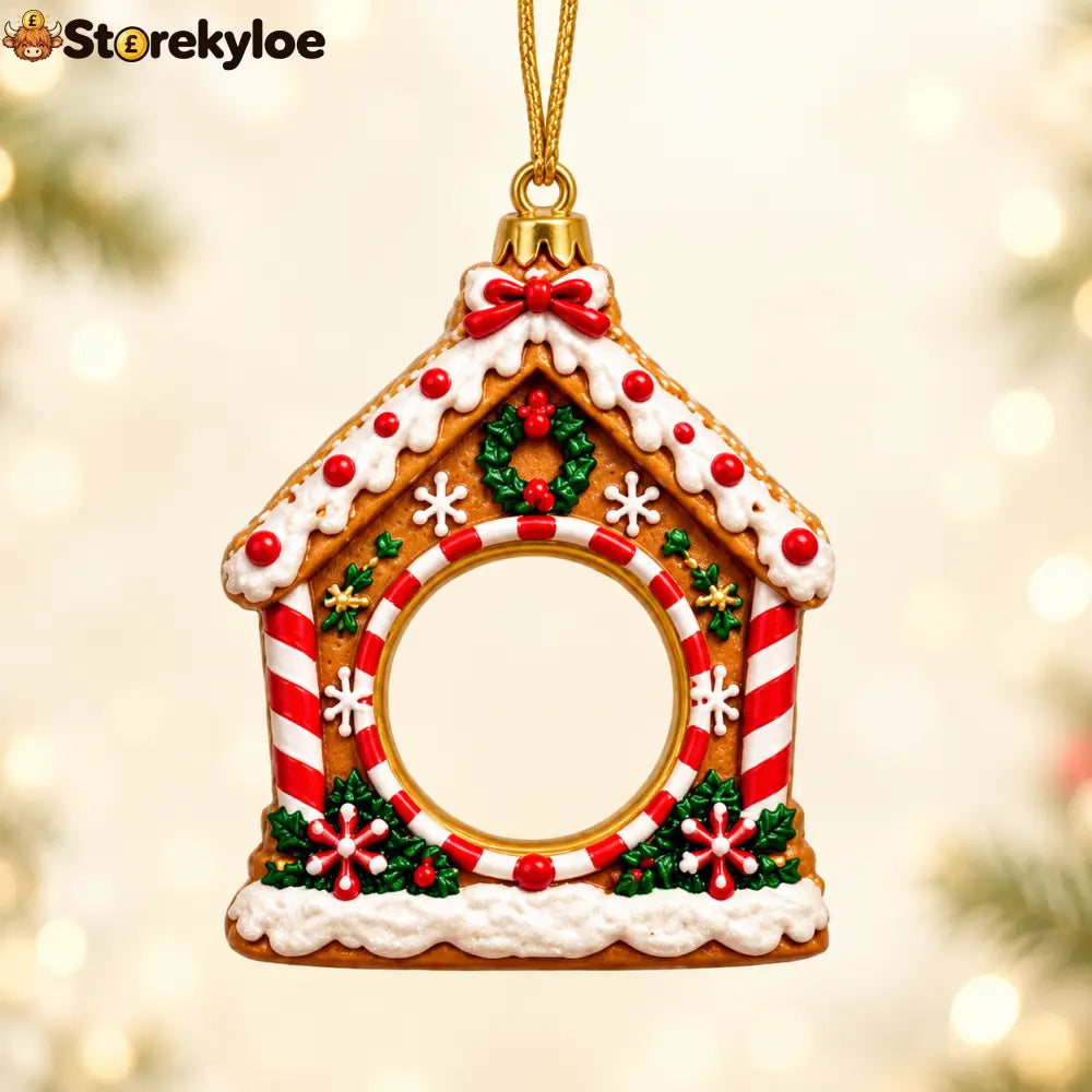 Personalized Christmas Photo Ornament - 🍪 Gingerbread House