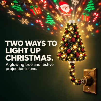 🎄 Plug-In Christmas Tree Projection Night Light – Instant Holiday Room Decor - Plug-In Christmas Tree Projection Night