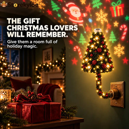 🎄 Plug-In Christmas Tree Projection Night Light – Instant Holiday Room Decor - Plug-In Christmas Tree Projection Night