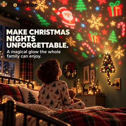 🎄 Plug-In Christmas Tree Projection Night Light – Instant Holiday Room Decor - Plug-In Christmas Tree Projection Night