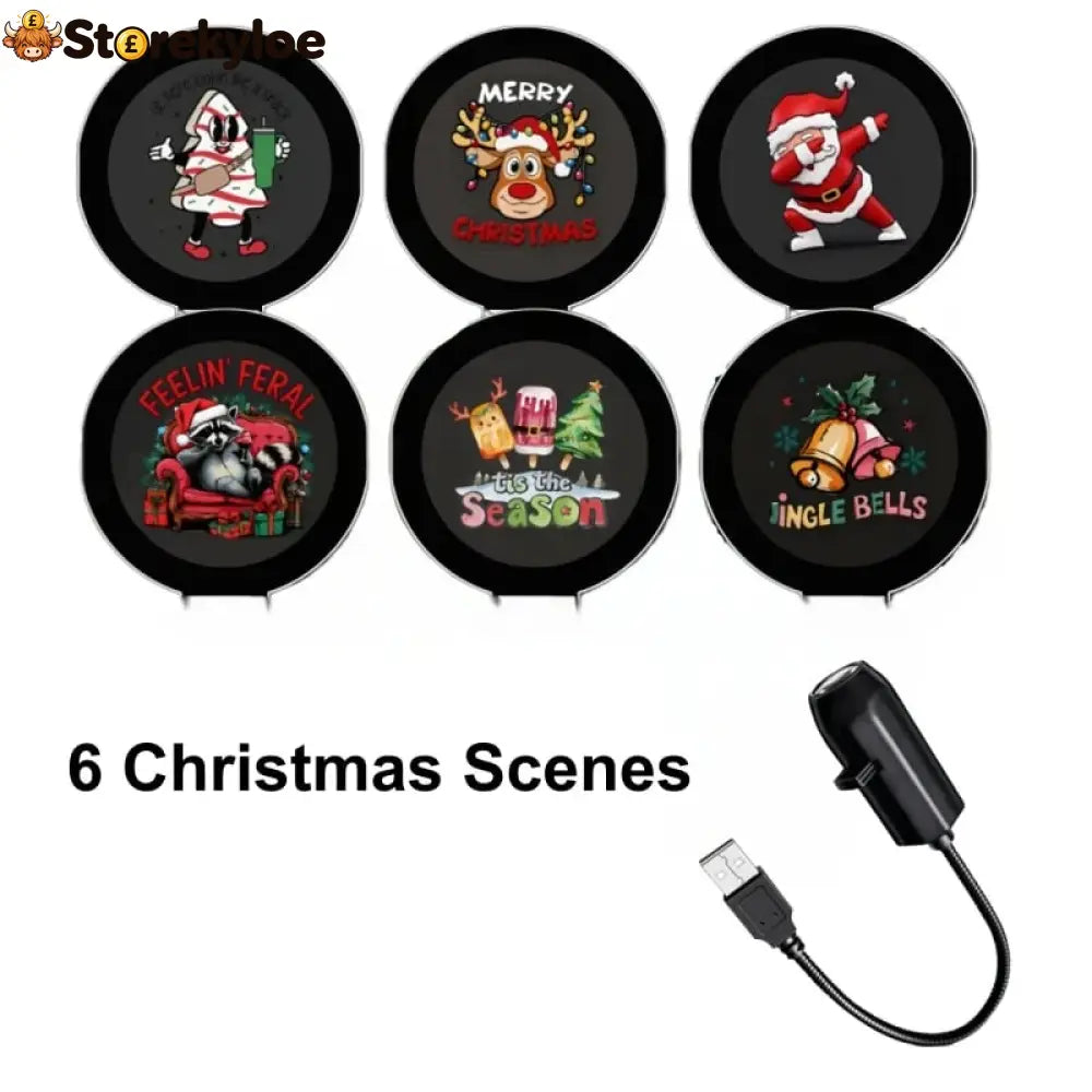 🎄🌟 Plug-&-Play HD Christmas Projector – 6 or 10 Festive Scenes - 🎄 Christmas 6 Scenes