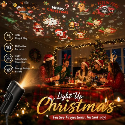 🎄🌟 Plug-&-Play HD Christmas Projector – 6 or 10 Festive Scenes