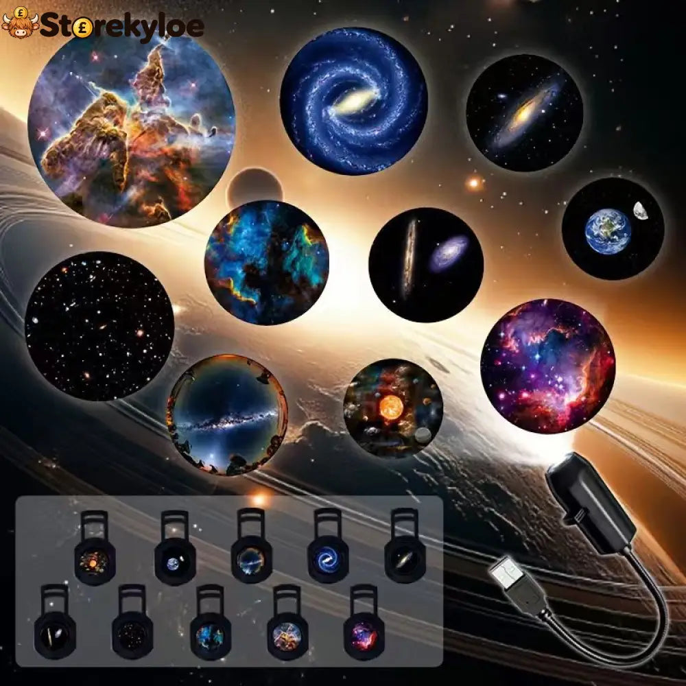 🎄🌟 Plug-&-Play HD Christmas Projector – 6 or 10 Festive Scenes - Galaxy 10 Scenes