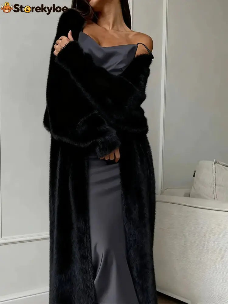 Plush fluffy autumn and winter loose coat women’s long cardigan imitation mink white knitted cardigan