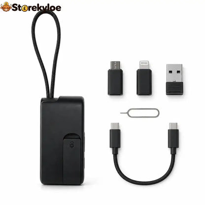 🔌 Pocket Travel Cable Kit – Usb-c Cable 3 Adapters Sim/tf Storage & Phone Stand