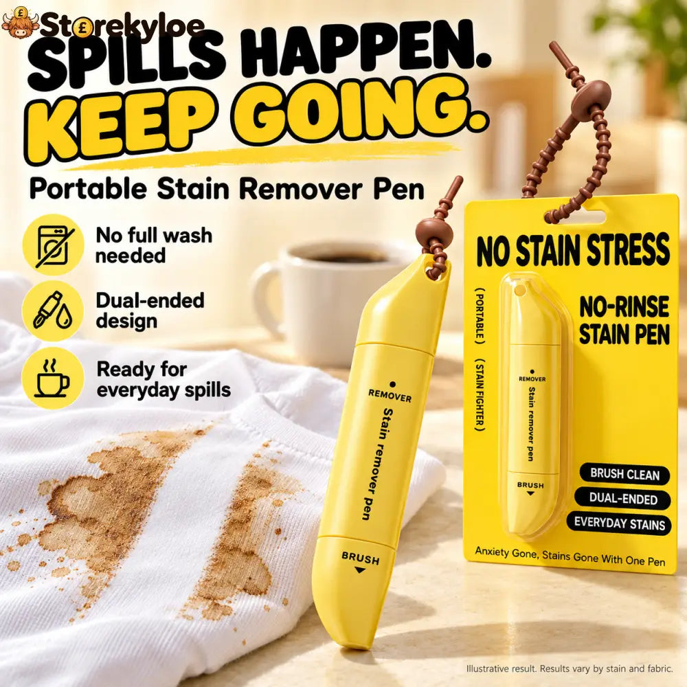 Portable Dual-Head Stain Remover Pen✨ Instant No-Rinse Emergency Spot Cleaner for Clothes Oil & Coffee Stains