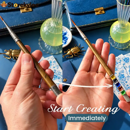 Portable Paintbrush And Colors Set