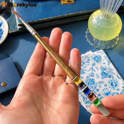 Portable Paintbrush And Colors Set