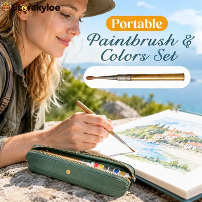 Portable Paintbrush And Colors Set